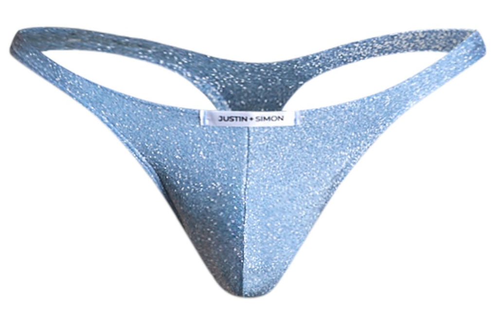 JUSTIN+SIMON Men's Underwear XSJ03 Classic Thongs Color Lurex Blue