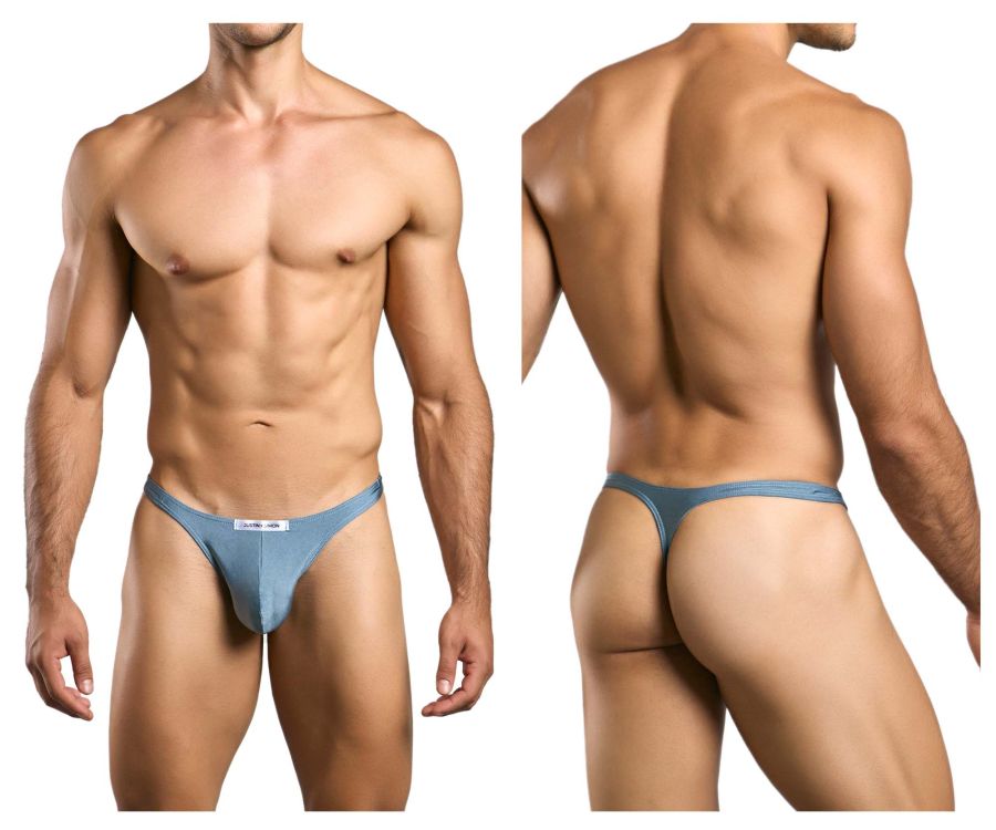 JUSTIN+SIMON Men's Underwear XSJ03 Classic Thongs Color Metal Green