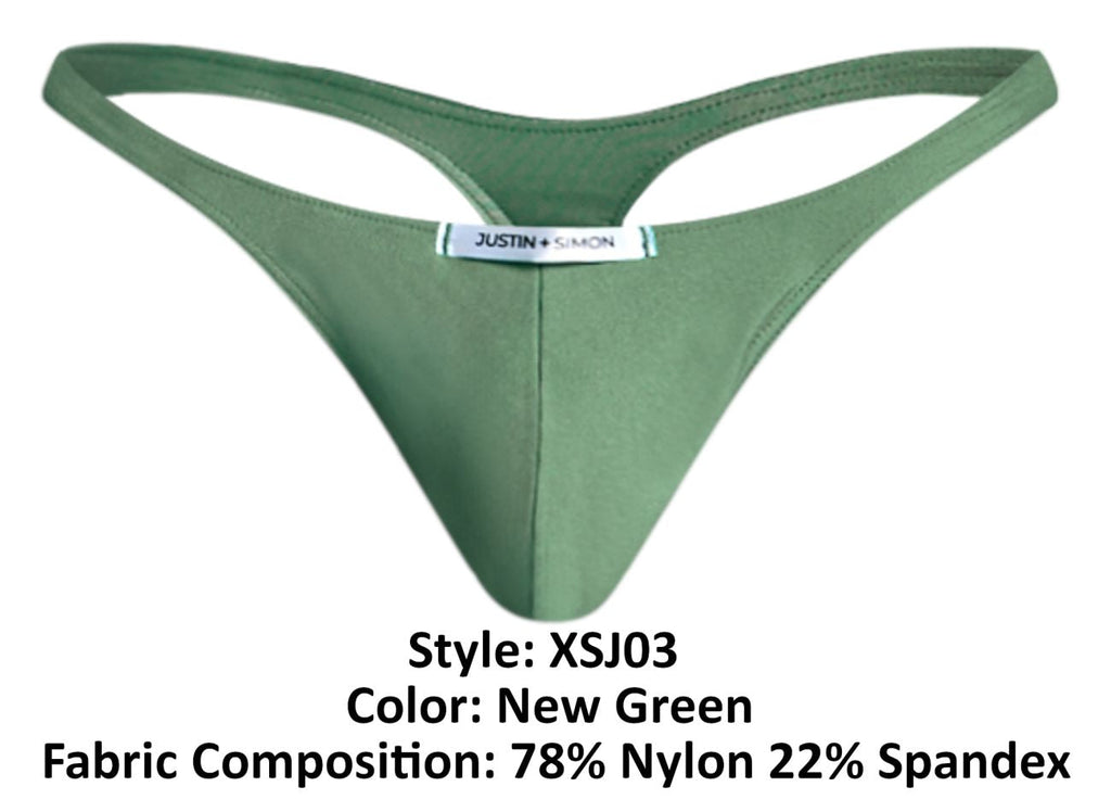 JUSTIN+SIMON Men's Underwear XSJ03 Classic Thongs Color New Green