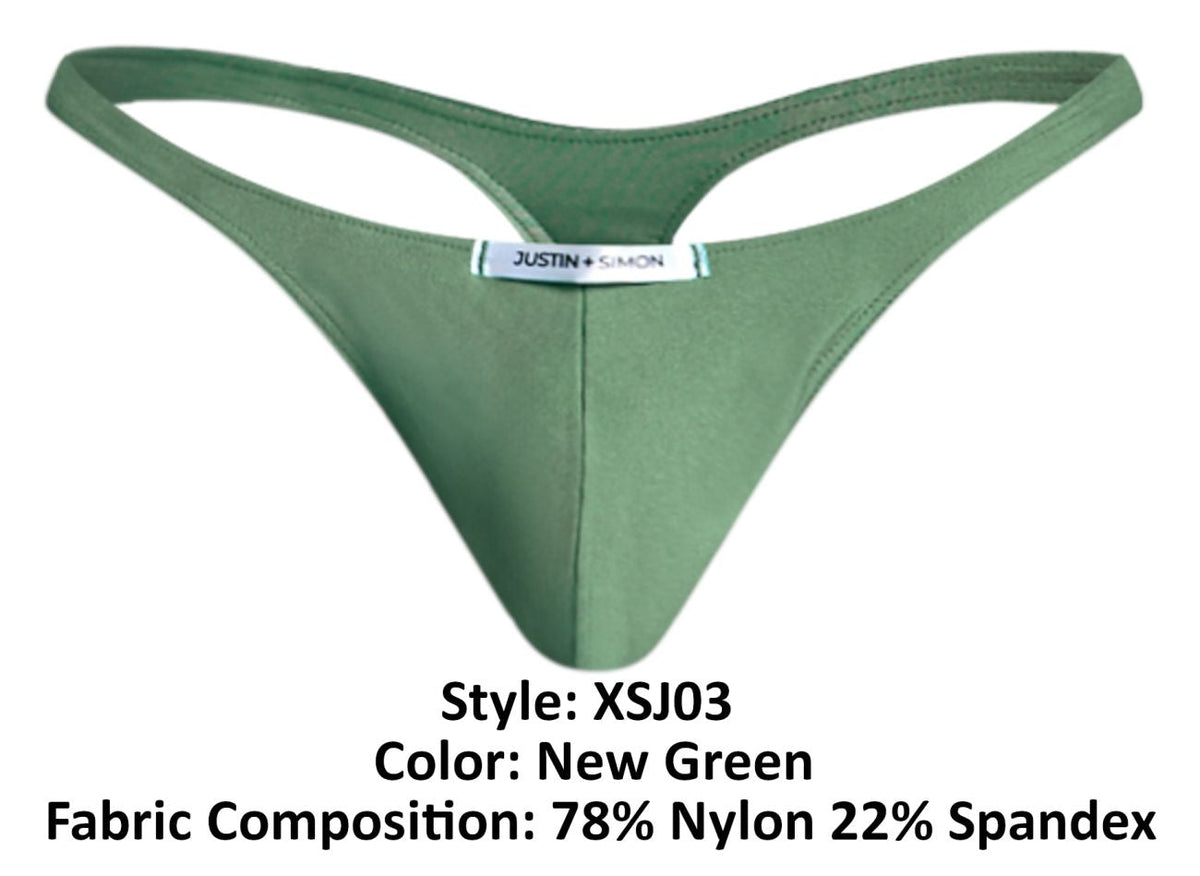 JUSTIN+SIMON Men's Underwear XSJ03 Classic Thongs Color New Green