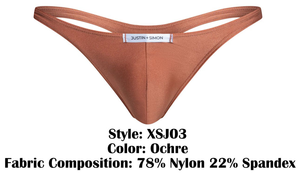 JUSTIN+SIMON Men's Underwear XSJ03 Classic Thongs Color Ochre