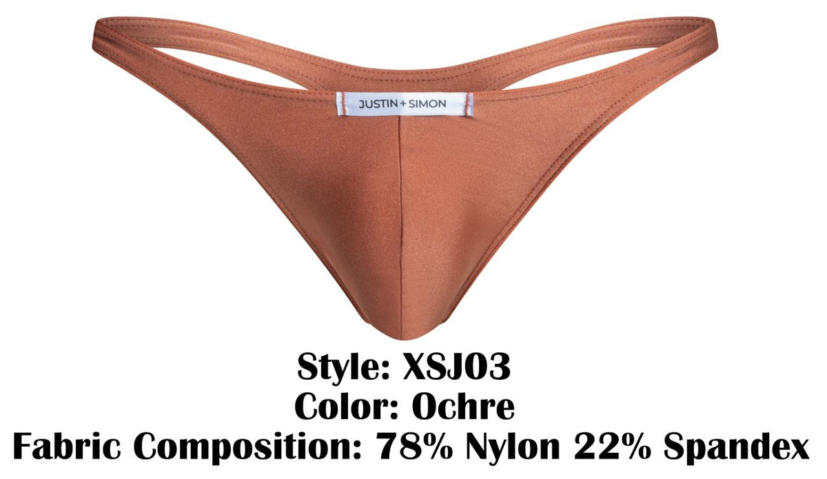 JUSTIN+SIMON Men's Underwear XSJ03 Classic Thongs Color Ochre