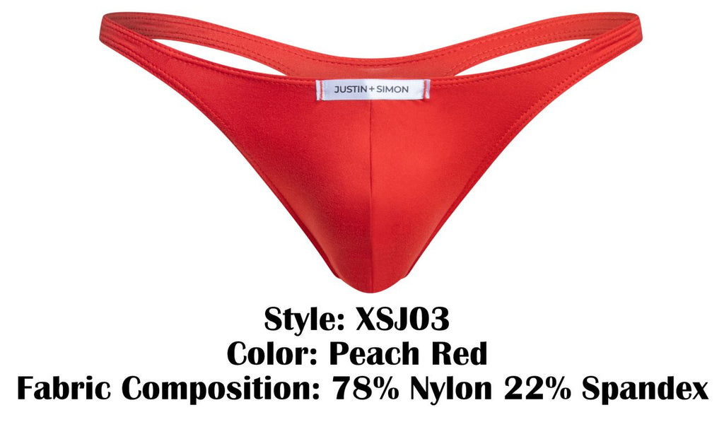 JUSTIN+SIMON Men's Underwear XSJ03 Classic Thongs Color Peach Red
