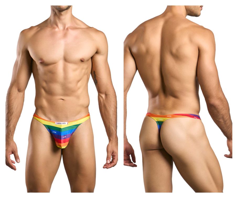 JUSTIN+SIMON Men's Underwear XSJ03 Classic Thongs Color Pride