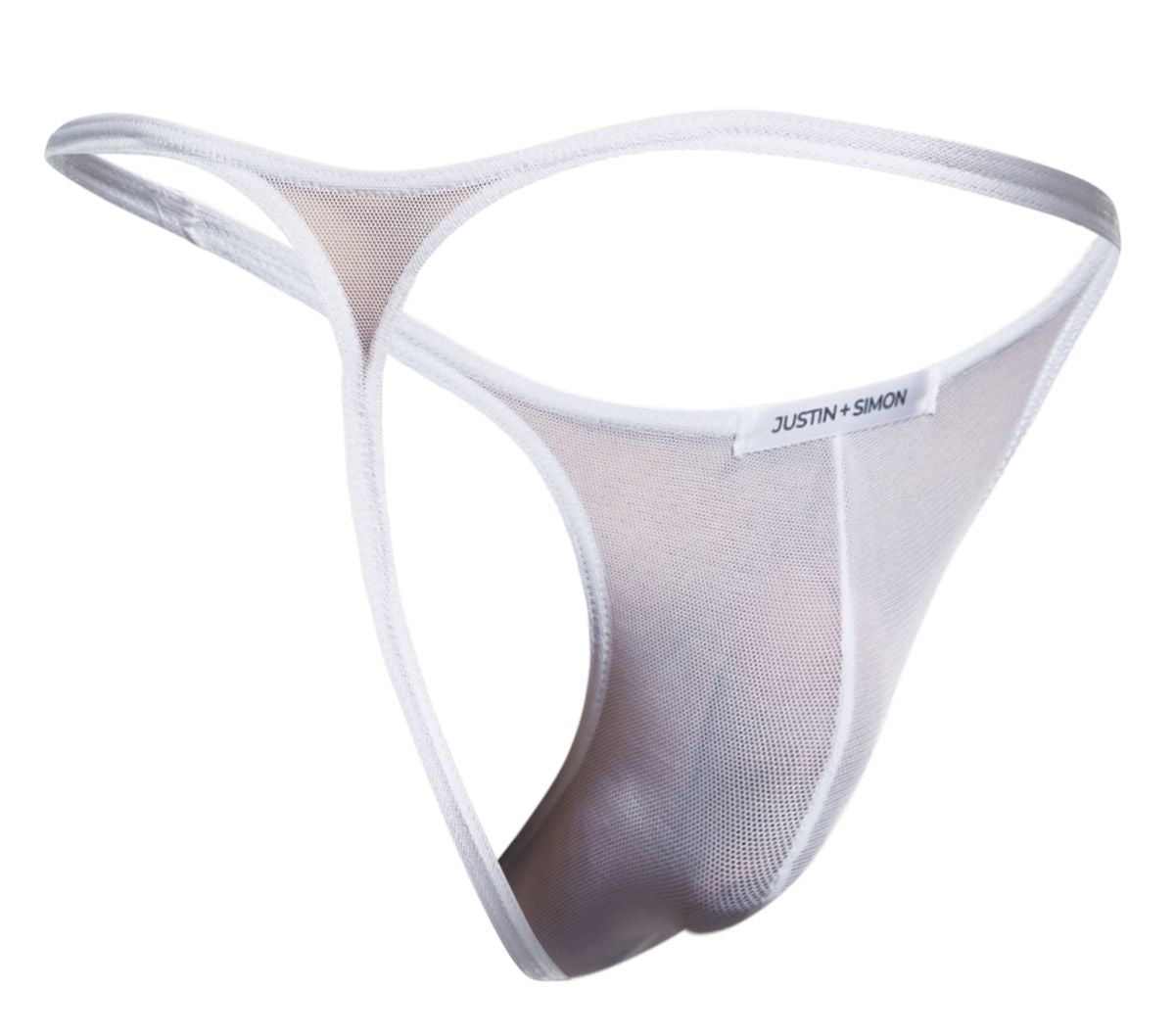 JUSTIN+SIMON Men's Underwear XSJ03 Classic Thongs Color White Mesh