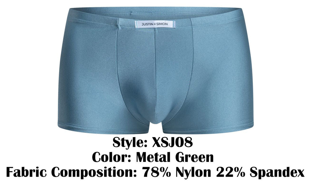 JUSTIN+SIMON Men's Underwear XSJ08 Classic Boxer Color Metal Green