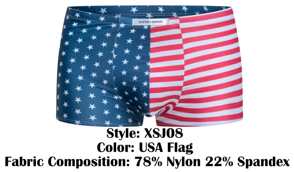 JUSTIN+SIMON Men's Underwear XSJ08 Classic Boxer Color USA Flag