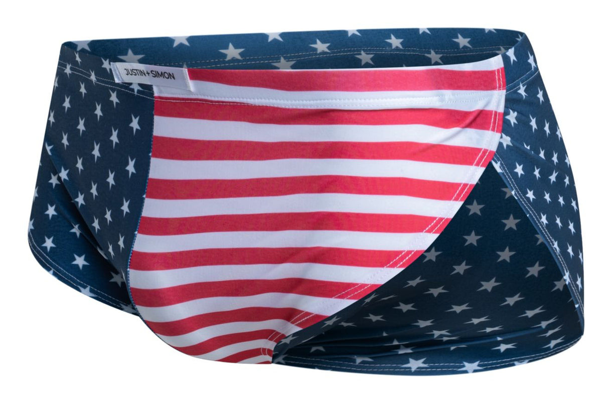 JUSTIN+SIMON Men's Underwear XSJ09 Running Shorts Color USA Flag