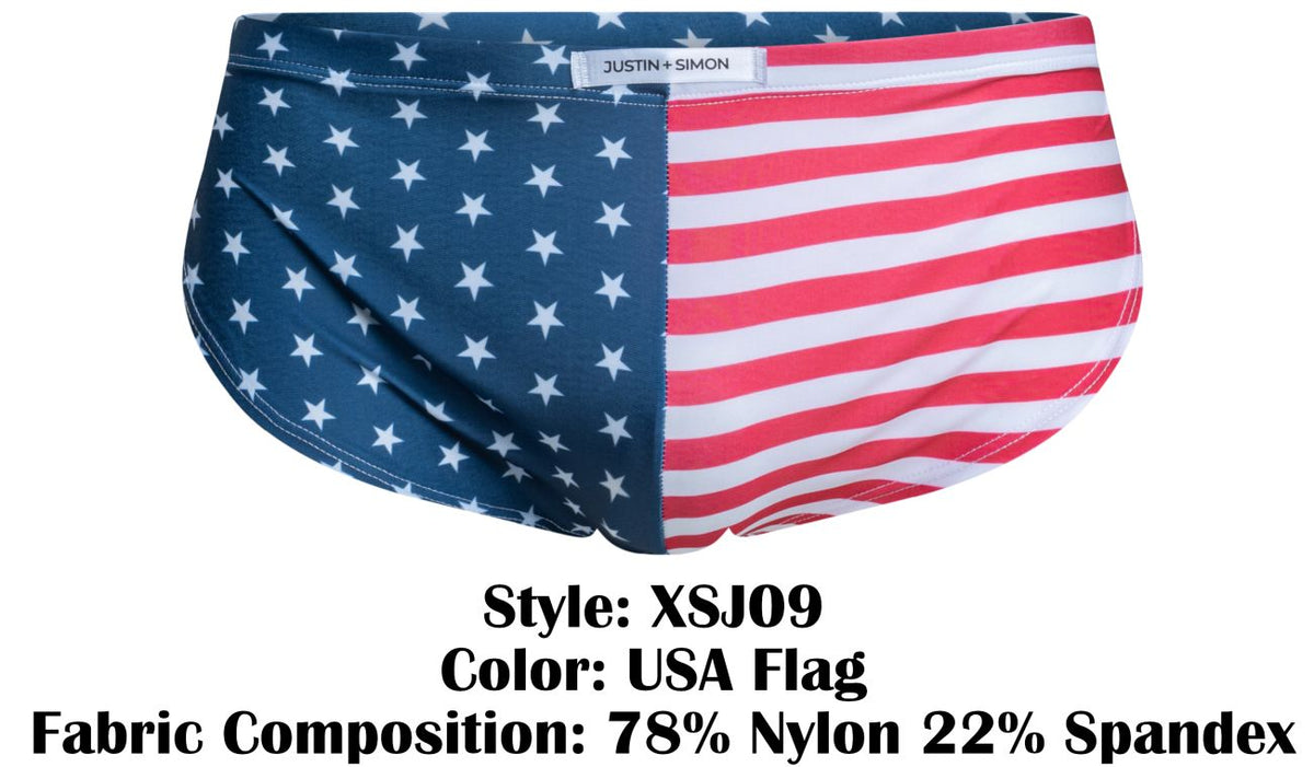 JUSTIN+SIMON Men's Underwear XSJ09 Running Shorts Color USA Flag