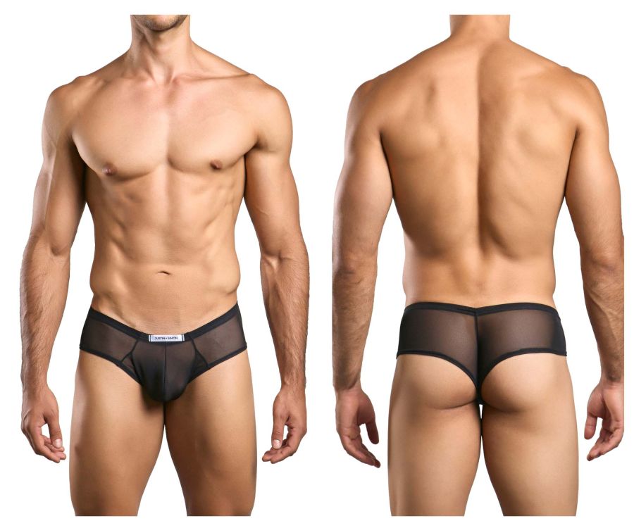 JUSTIN+SIMON Men's Underwear XSJ22 Cheek Briefs Color Black