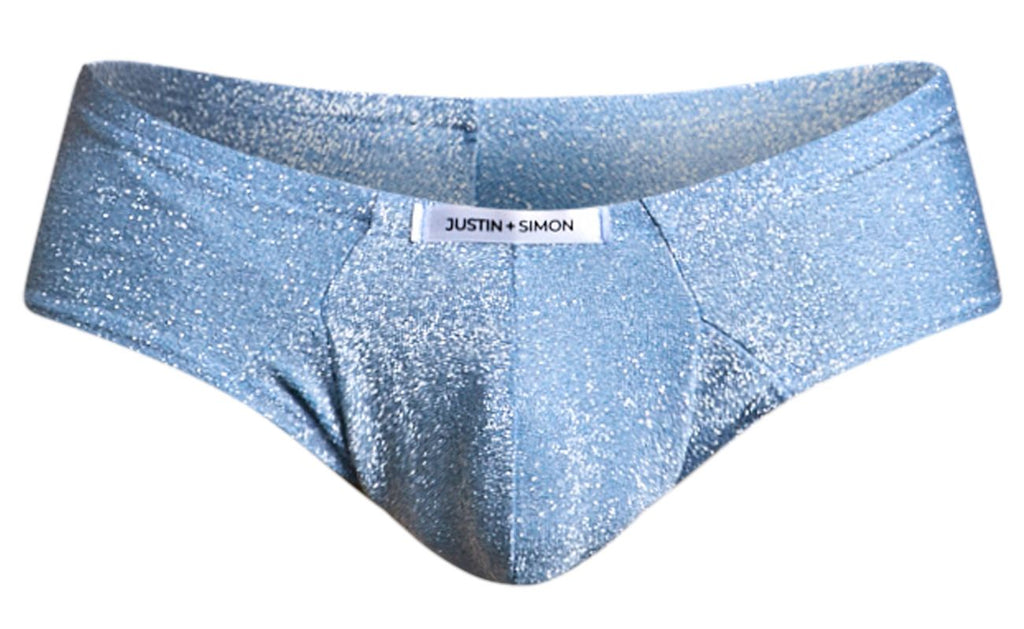 JUSTIN+SIMON Men's Underwear XSJ22 Cheek Briefs Color Lurex Blue
