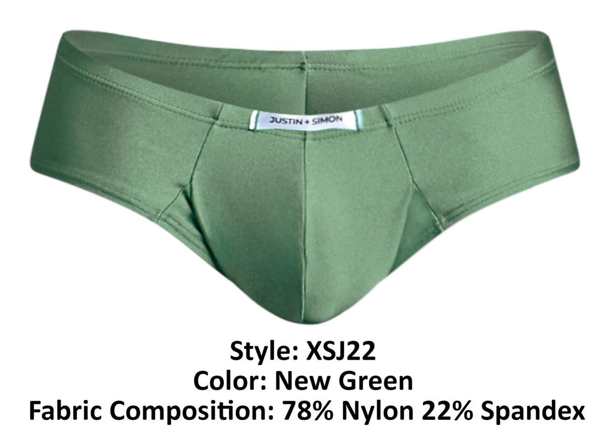 JUSTIN+SIMON Men's Underwear XSJ22 Cheek Briefs Color New Green