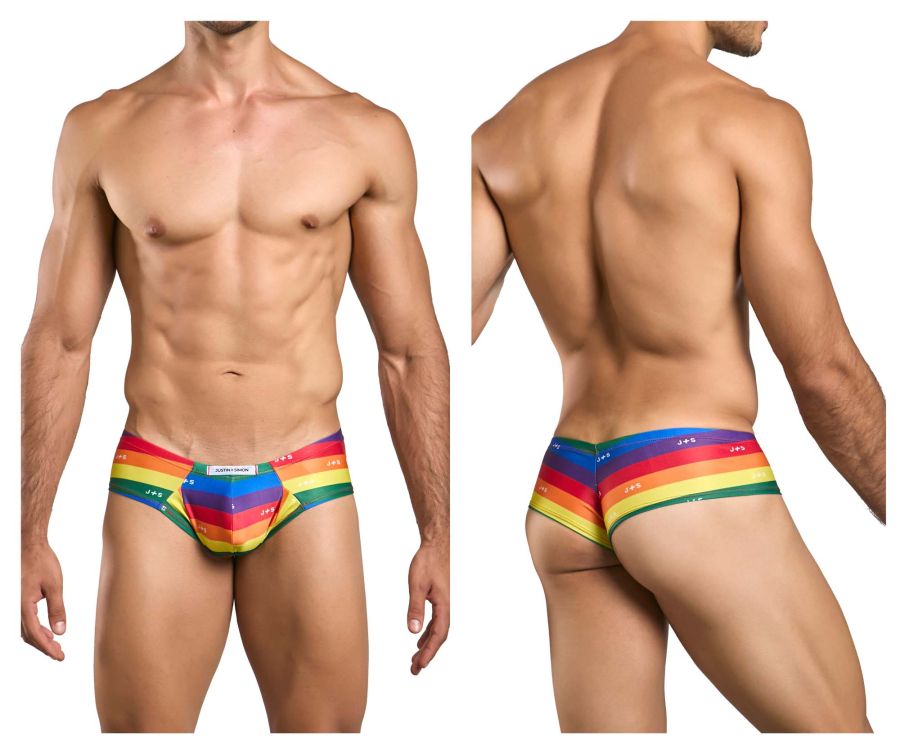 JUSTIN+SIMON Men's Underwear XSJ22 Cheek Briefs Color Pride