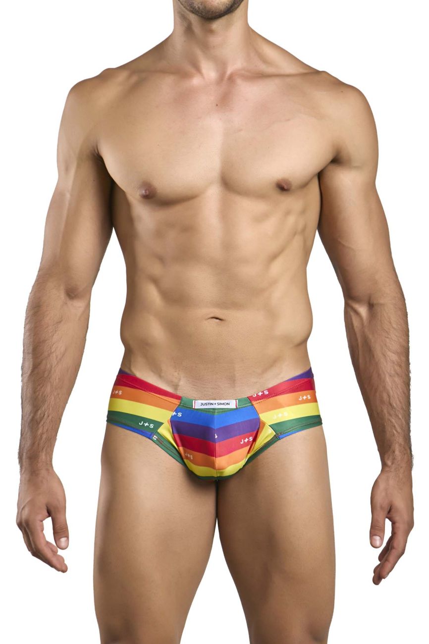 JUSTIN+SIMON Men's Underwear XSJ22 Cheek Briefs Color Pride