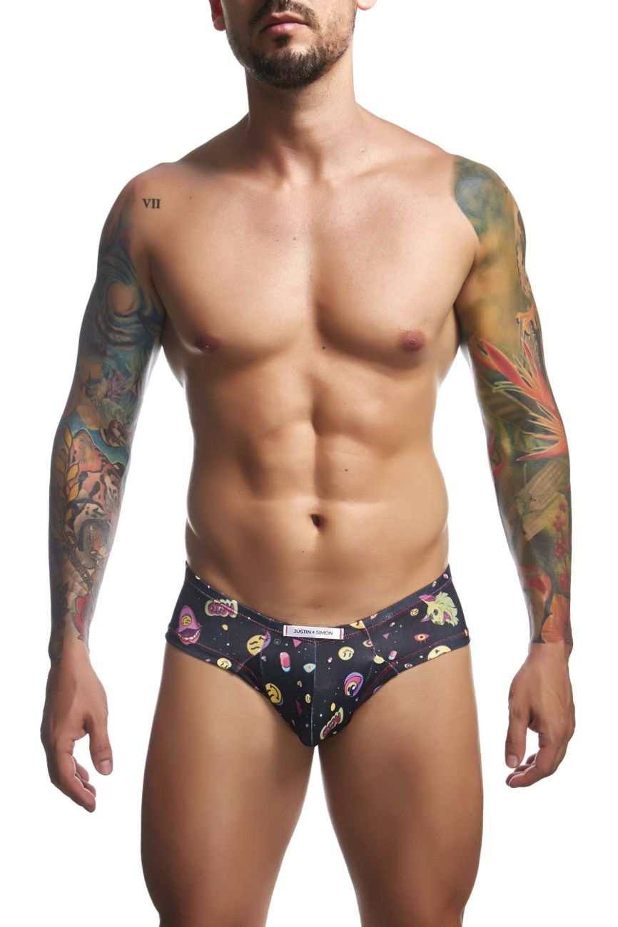 JUSTIN+SIMON Men's Underwear XSJ22 Cheek Briefs Color Psycodelic