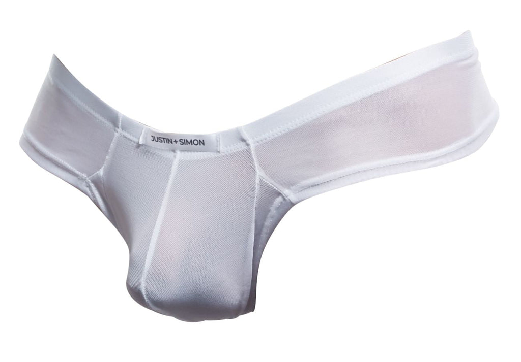 JUSTIN+SIMON Men's Underwear XSJ22 Cheek Briefs Color White Mesh