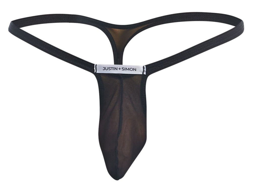 JUSTIN+SIMON Men's Underwear XSJBU02 Bulge Thongs Color Black Mesh