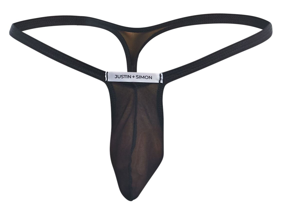 JUSTIN+SIMON Men's Underwear XSJBU02 Bulge Thongs Color Black Mesh
