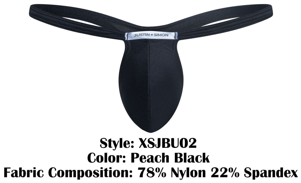 JUSTIN+SIMON Men's Underwear XSJBU02 Bulge Thongs Color Peach Black