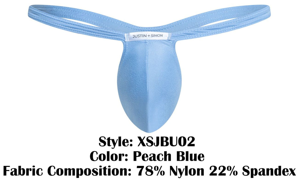 JUSTIN+SIMON Men's Underwear XSJBU02 Bulge Thongs Color Peach Blue