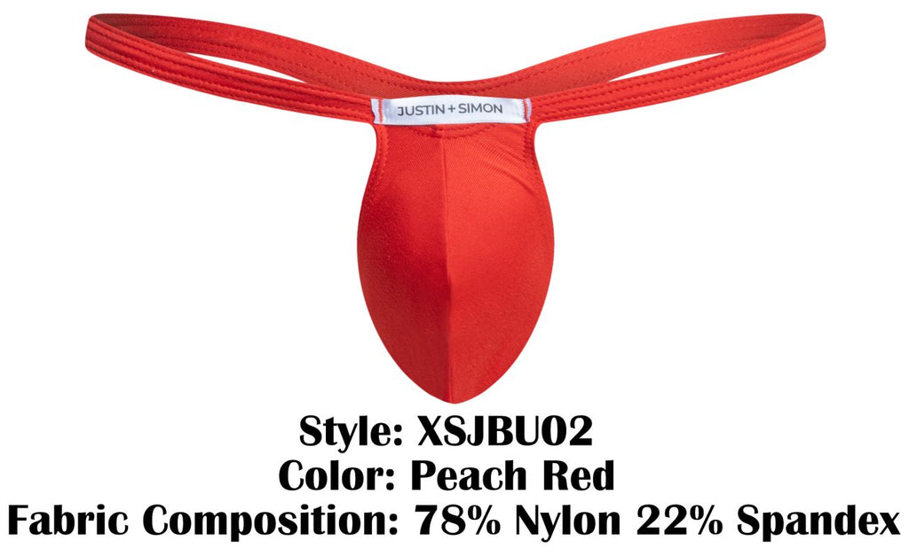 JUSTIN+SIMON Men's Underwear XSJBU02 Bulge Thongs Color Peach Red