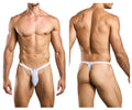 JUSTIN+SIMON Men's Underwear XSJBU02 Bulge Thongs Color White Mesh