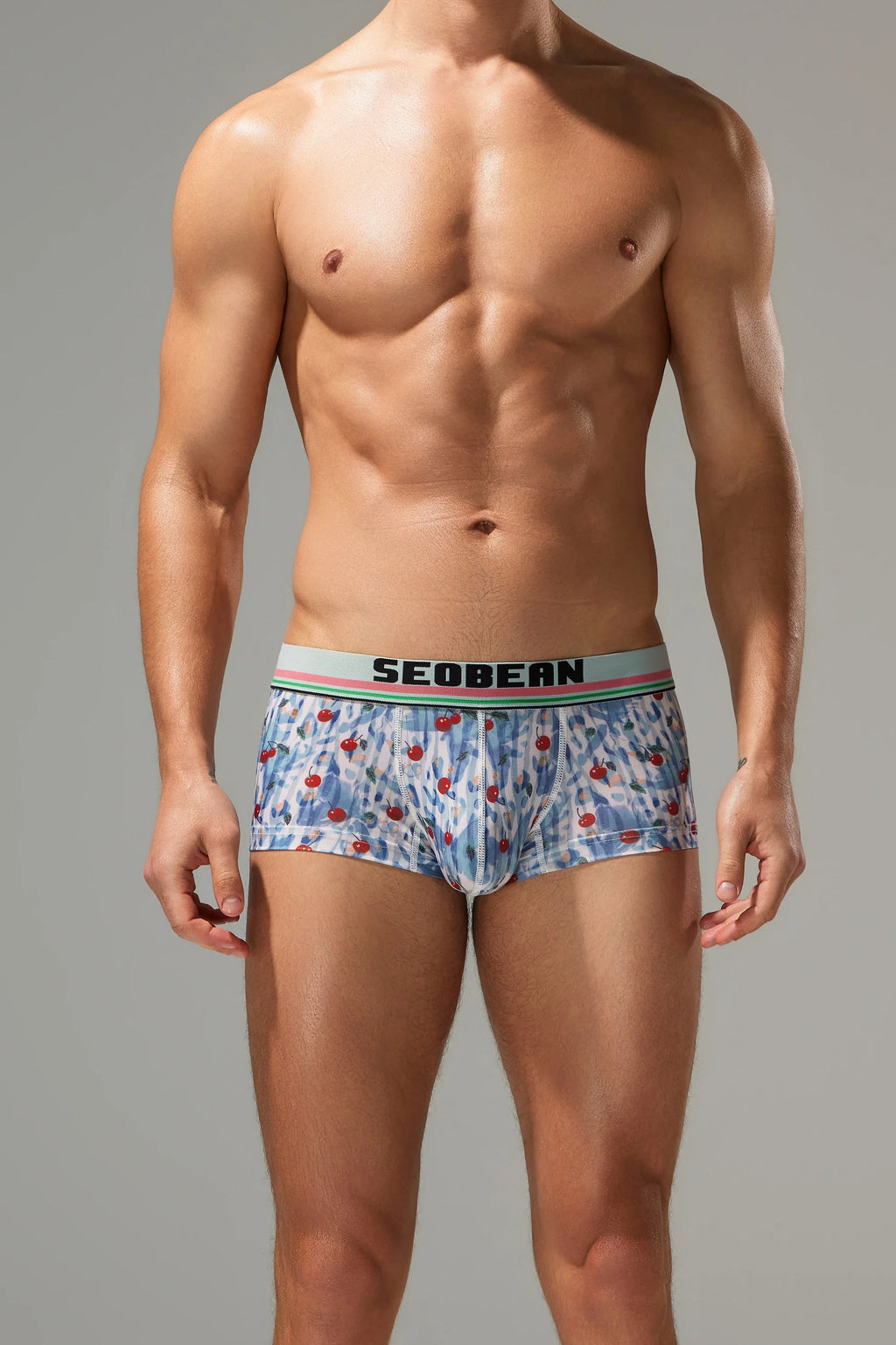 Men’s Cherry Oil Painting Print Boxer Shorts – Soft, Quick-Dry & Breathable