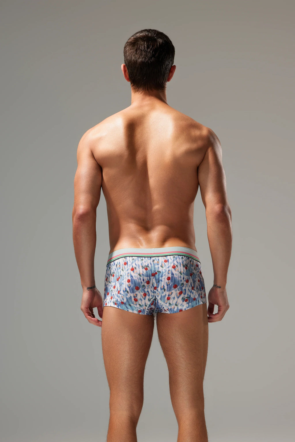 Men’s Cherry Oil Painting Print Boxer Shorts – Soft, Quick-Dry & Breathable