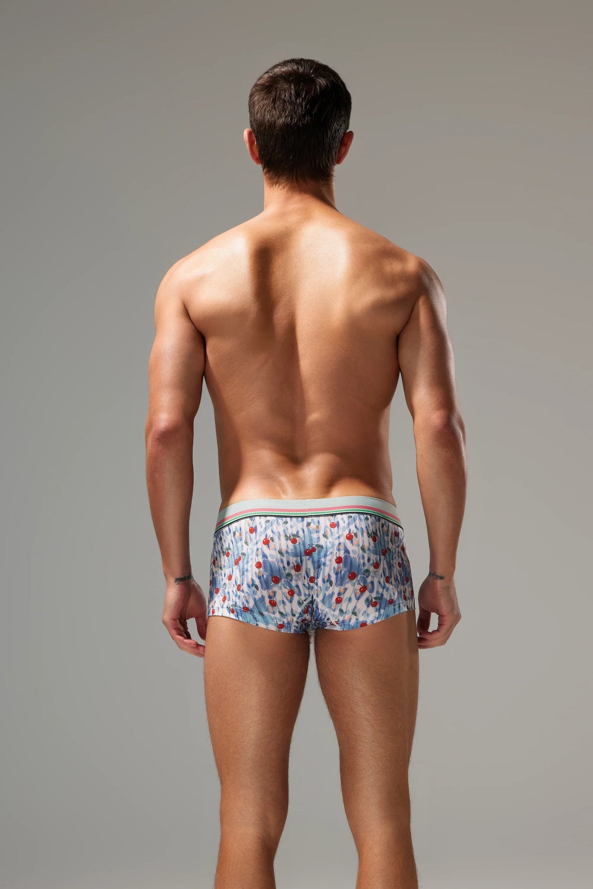 Men’s Cherry Oil Painting Print Boxer Shorts – Soft, Quick-Dry & Breathable