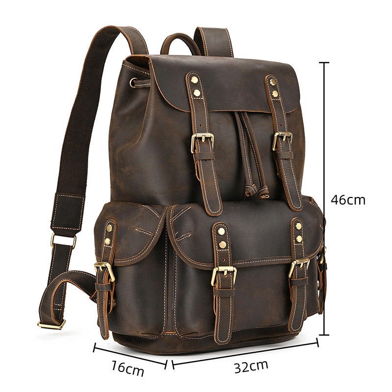 Leather Backpack For Men Retro Leather Travel Backpack Handmade Leather School Bag Large Laptop Bag