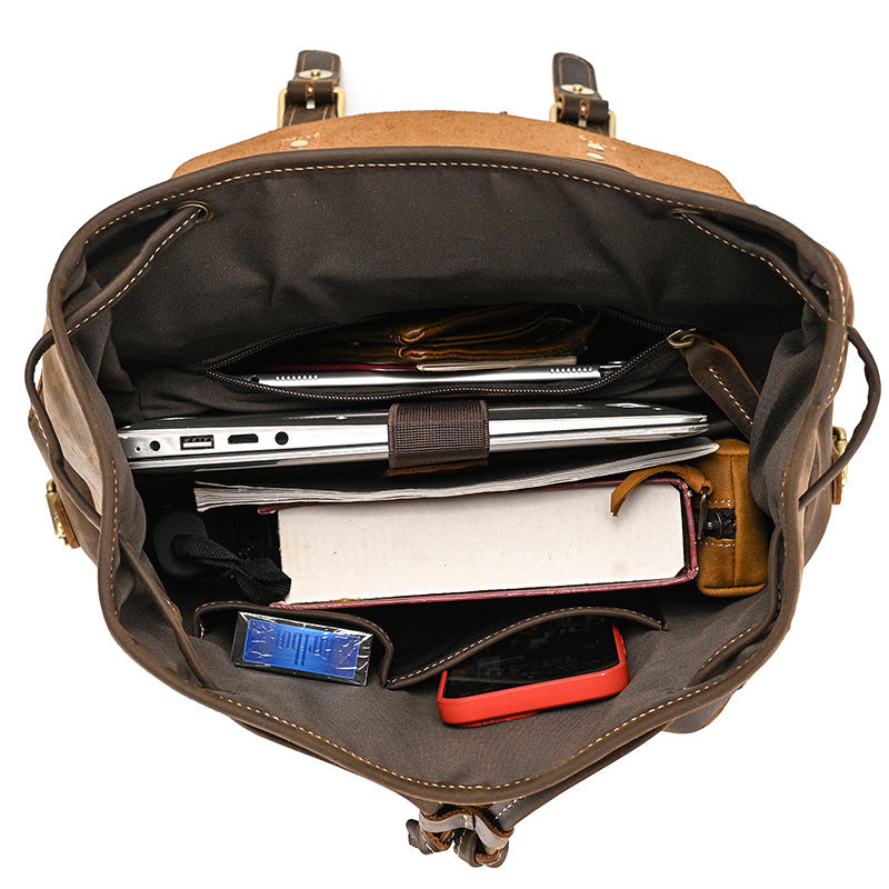Leather Backpack For Men Retro Leather Travel Backpack Handmade Leather School Bag Large Laptop Bag