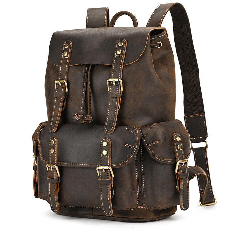 Leather Backpack For Men Retro Leather Travel Backpack Handmade Leather School Bag Large Laptop Bag