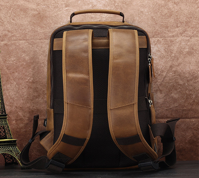 Leather Backpack for Men Full Grain Leather Travel Backpack Handmade Leather 15.6 inches Laptop Backpack Gift For Him