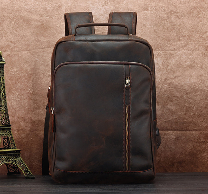 Leather Backpack for Men Full Grain Leather Travel Backpack Handmade Leather 15.6 inches Laptop Backpack Gift For Him