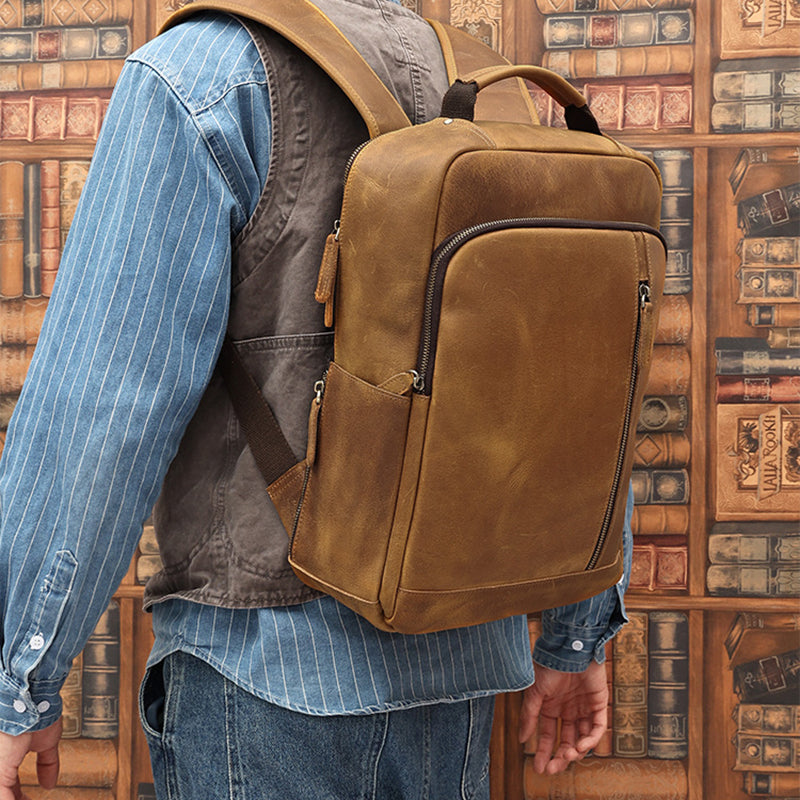 Leather Backpack for Men Full Grain Leather Travel Backpack Handmade Leather 15.6 inches Laptop Backpack Gift For Him