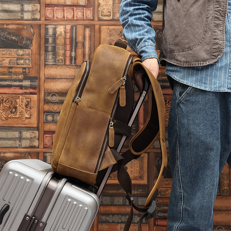 Leather Backpack for Men Full Grain Leather Travel Backpack Handmade Leather 15.6 inches Laptop Backpack Gift For Him