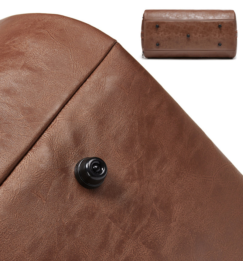 Leather Garment Duffel Bag with Shoe Pouch Waterproof Leather Weekender Bag Hanging Clothes Bag Large Overnight Bag
