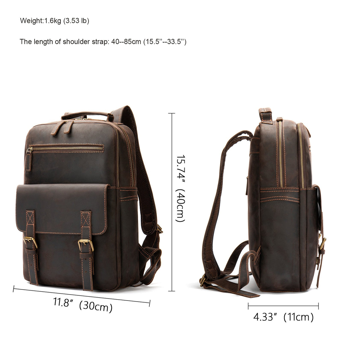 Leather Laptop Backpack for Men Vintage Full Grain Leather Backpack for Travel, Work & School