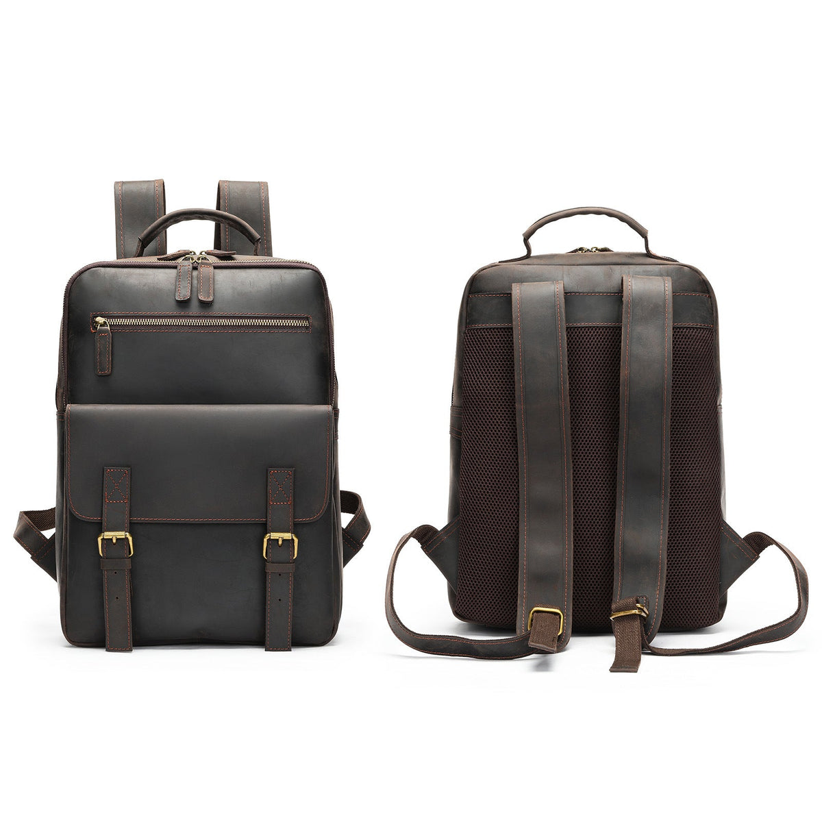 Leather Laptop Backpack for Men Vintage Full Grain Leather Backpack for Travel, Work & School
