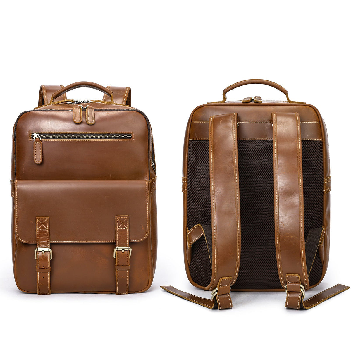 Leather Laptop Backpack for Men Vintage Full Grain Leather Backpack for Travel, Work & School