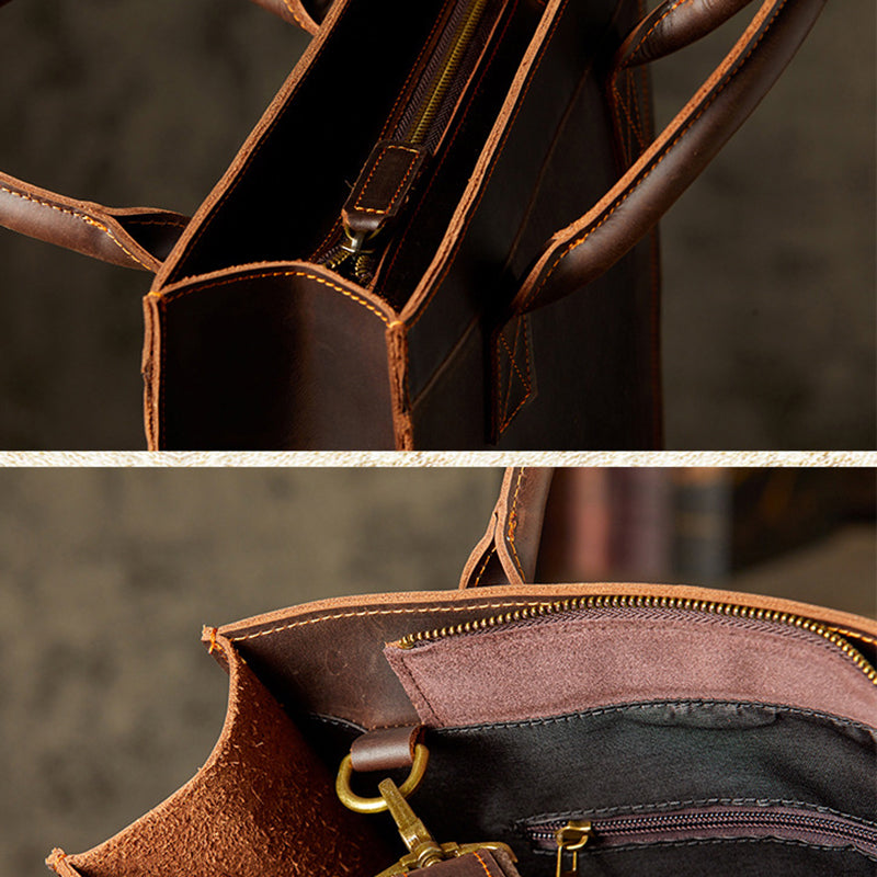 Leather Messenger Bag for Man Crazy Horse Leather Satchel Messenger Bags with Removable Strap