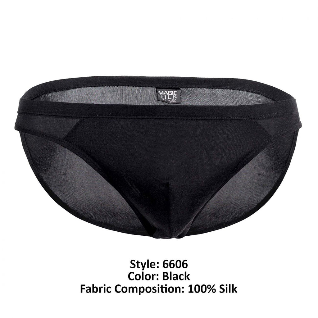Magic Silk Men's Underwear 6606 Silk Briefs Color Black