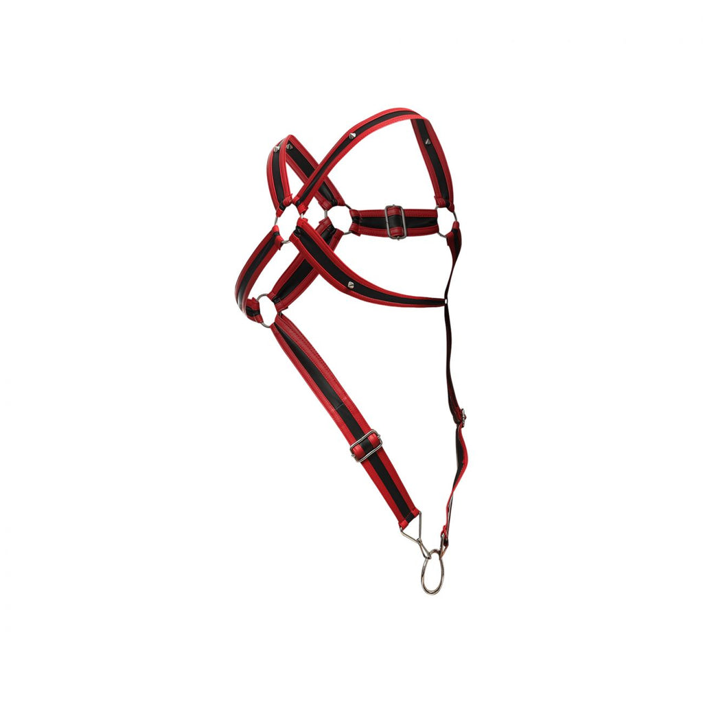 MaleBasics Men's Underwear DMBL07 DNGEON Cross Cockring Harness Color Red