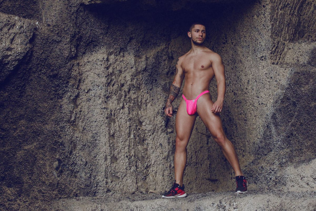 MaleBasics Men's Underwear MBL52 Y Buns Thongs Color Hot Pink