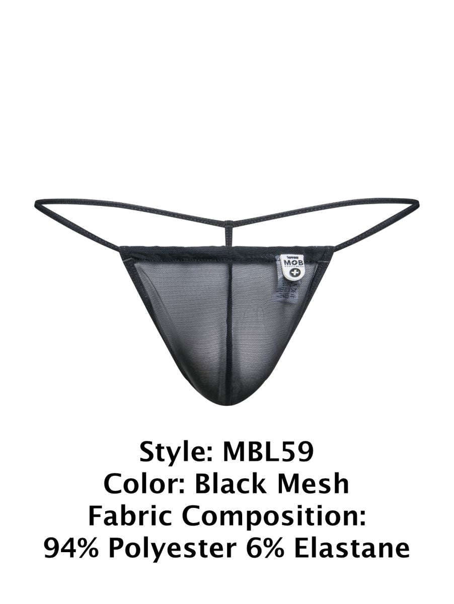 MaleBasics Men's Underwear MBL59 Mesh G-String Color Black Mesh