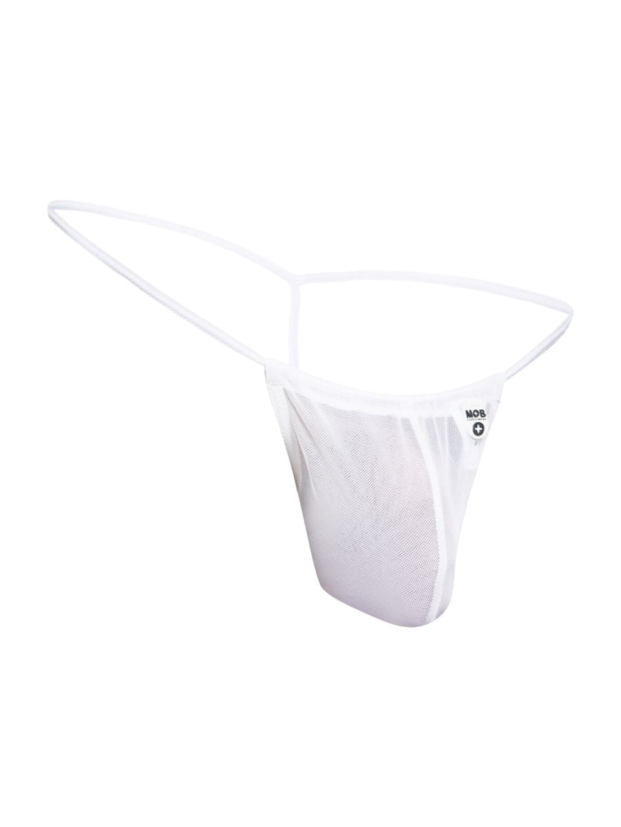MaleBasics Men's Underwear MBL59 Mesh G-String Color White Mesh