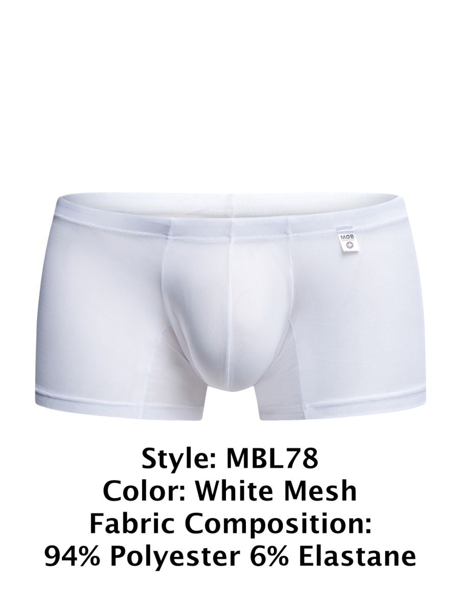 MaleBasics Men's Underwear MBL78 Lace Trunks Color White Mesh