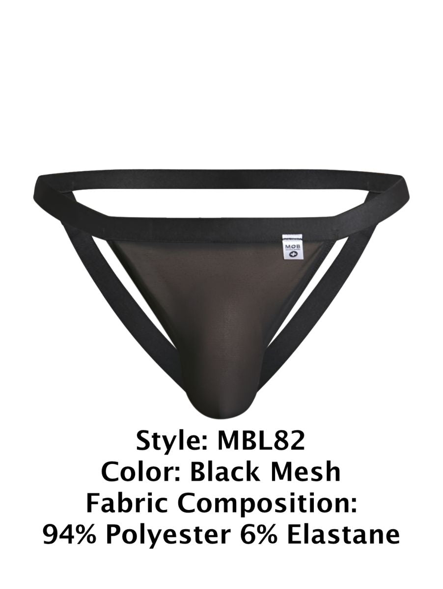 MaleBasics Men's Underwear MBL82 Sexy Jockstrap Color Black Mesh