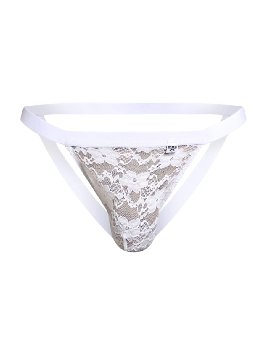 MaleBasics Men's Underwear MBL82 Sexy Jockstrap Color White Lace