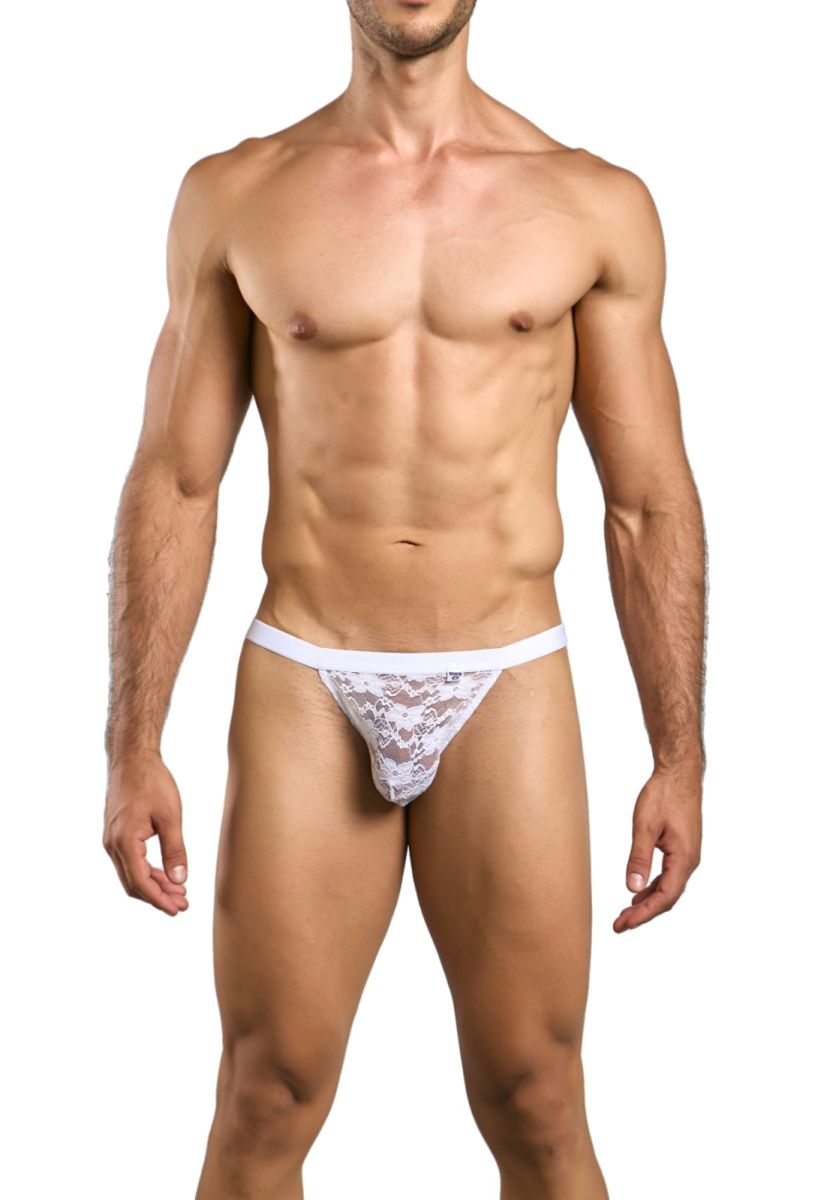 MaleBasics Men's Underwear MBL82 Sexy Jockstrap Color White Lace